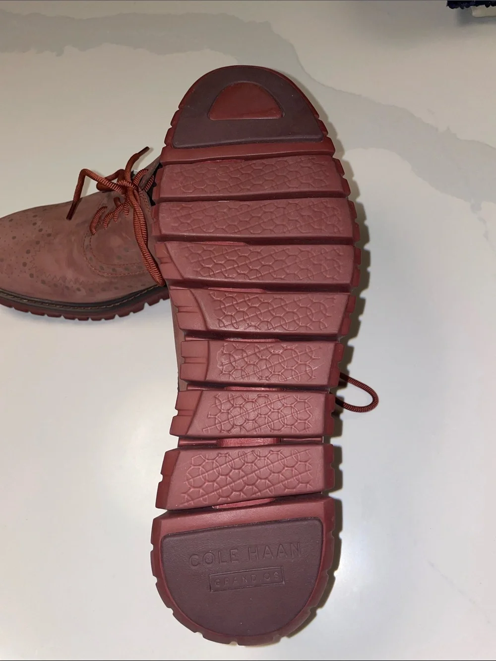 Cole Haan Men’s Wingtip Oxford in Syrah Red Nubuck